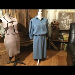 Vintage blue one piece business casual dress